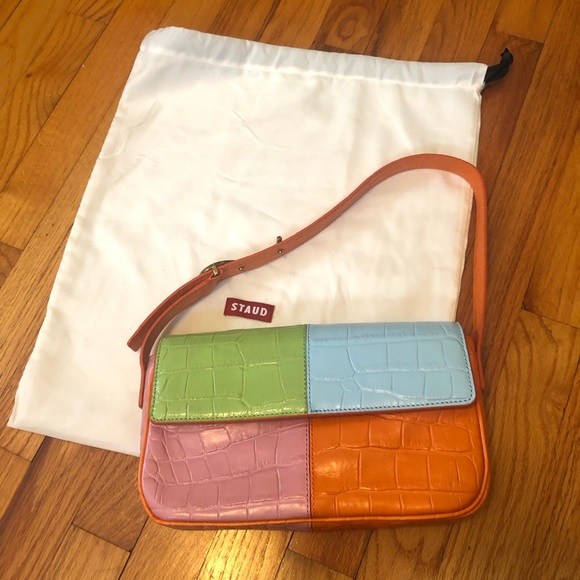 STAUD Handbags - Staud Tommy Colorblock Moc Croc